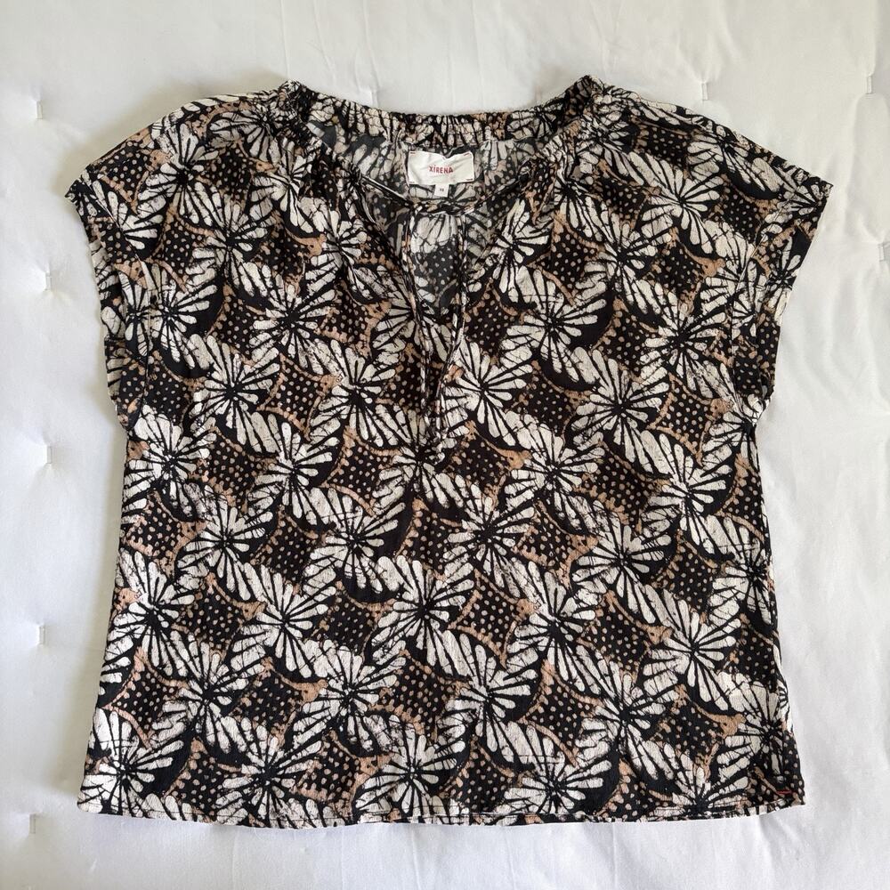 Xirena Cotton Blouse abstract diamond print Size S, summer, casual, breathable